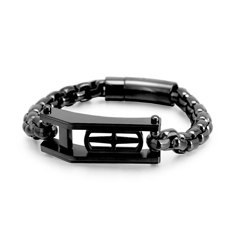 Pulsera De Titanio Con Diseño De Cruz Hueca Y Cuadrado De Rock Hip-Hop Para Hombre