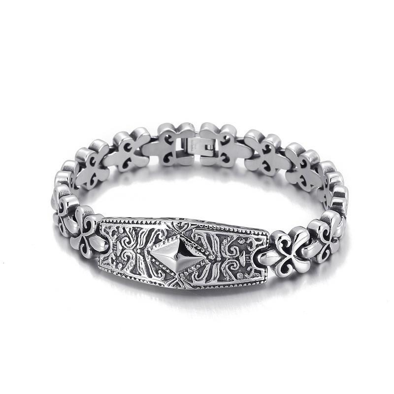Pulsera De Titanio Con Forma De Diamante De La Marca Flower Bay Para Hombre Pulsera De Titanio Con Forma De Diamante De La Marca Flower Bay Para Hombre