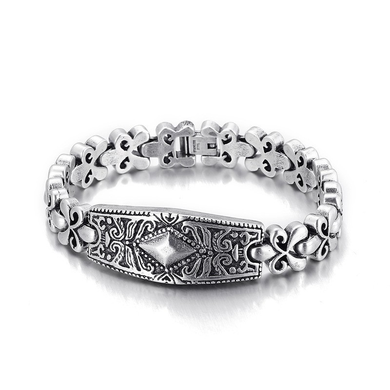 Pulsera De Titanio Con Forma De Diamante De La Marca Flower Bay Para Hombre Pulsera De Titanio Con Forma De Diamante De La Marca Flower Bay Para Hombre