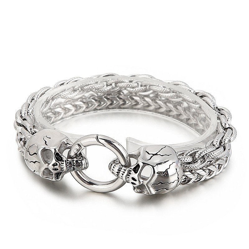 Pulsera De Titanio Con Calavera De Estilo Chic Y Moderno Para Hombre Pulsera De Titanio Con Calavera De Estilo Chic Y Moderno Para Hombre