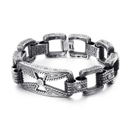 Pulsera De Titanio Hueca Con Diseño Floral De Cruz Genial Para Hombre