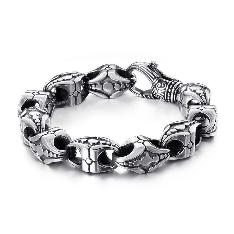 Pulsera De Titanio Con Diseño Floral Calado Cool Cross Para Hombre Pulsera De Titanio Con Diseño Floral Calado Cool Cross Para Hombre