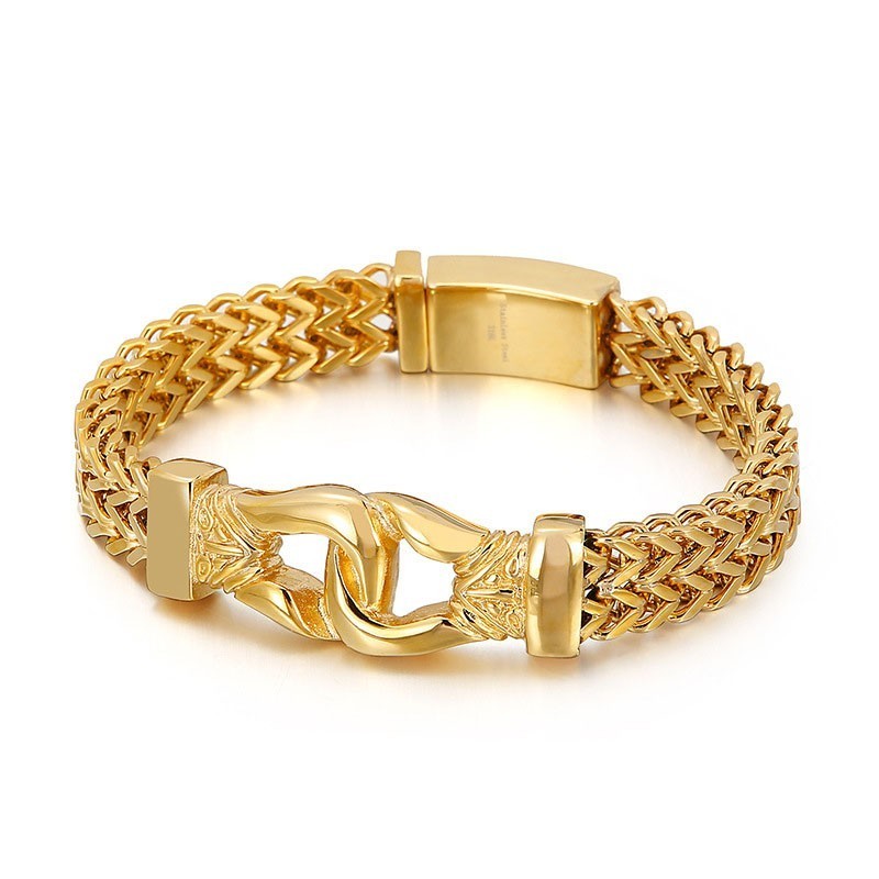 Pulsera De Titanio Street Cool Double Keel Gold Para Hombre