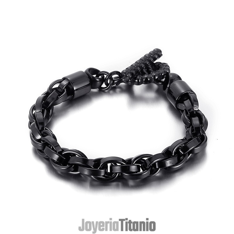 Pulsera De Titanio Con Hebilla De Calavera Para Hombre