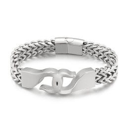 Pulsera De Titanio Con Gancho Cruzado Para Hombre Con Accesorios
