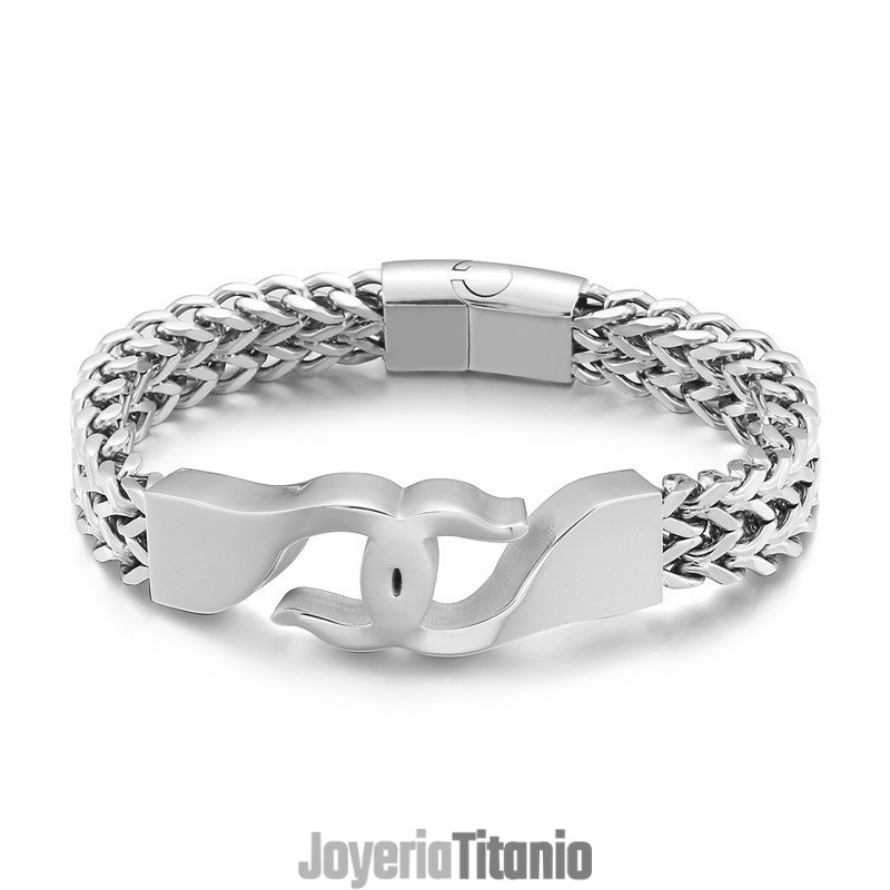 Pulsera De Titanio Con Gancho Cruzado Para Hombre Con Accesorios Pulsera De Titanio Con Gancho Cruzado Para Hombre Con Accesorios