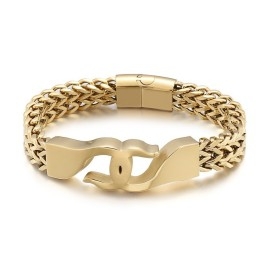 Pulsera De Titanio Con Gancho Cruzado Para Hombre Con Accesorios