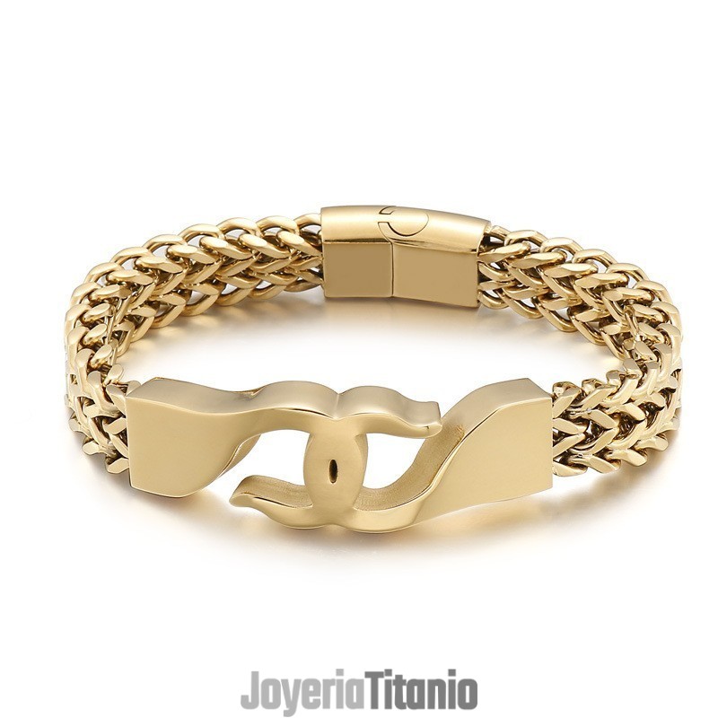 Pulsera De Titanio Con Gancho Cruzado Para Hombre Con Accesorios Pulsera De Titanio Con Gancho Cruzado Para Hombre Con Accesorios