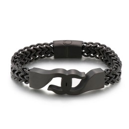 Pulsera De Titanio Con Gancho Cruzado Para Hombre Con Accesorios
