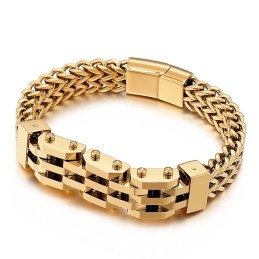 Pulsera De Titanio De Doble Capa Y Doble Hilera Para Hombre