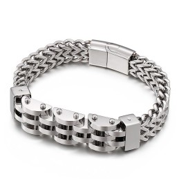 Pulsera De Titanio De Doble Capa Y Doble Hilera Para Hombre