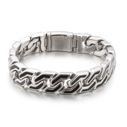 Pulsera De Titanio Con Rayas Negras De Estilo Chic Para Hombre