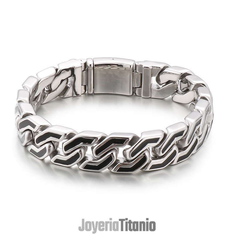 Pulsera De Titanio Con Rayas Negras De Estilo Chic Para Hombre Pulsera De Titanio Con Rayas Negras De Estilo Chic Para Hombre