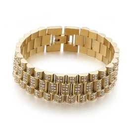 Pulsera De Titanio De Hip Hop Para Hombre Con Diamantes Engastados En El Tanque American Hiphop