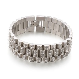 Pulsera De Titanio Con Diamantes De Hip Hop Para Hombre De American Hiphop Tank