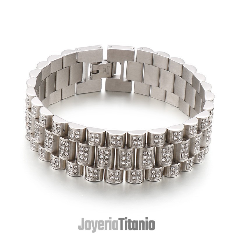 Pulsera De Titanio Con Diamantes De Hip Hop Para Hombre De American Hiphop Tank Pulsera De Titanio Con Diamantes De Hip Hop Para Hombre De American Hiphop Tank