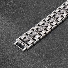 Pulsera De Titanio Con Cabeza De Lobo Para Hombre