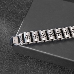 Pulsera De Titanio Con Cabeza De Lobo Para Hombre