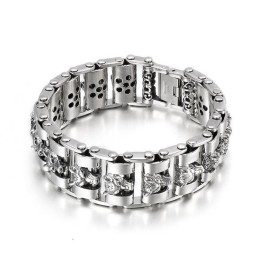 Pulsera De Titanio Con Cabeza De Lobo Para Hombre