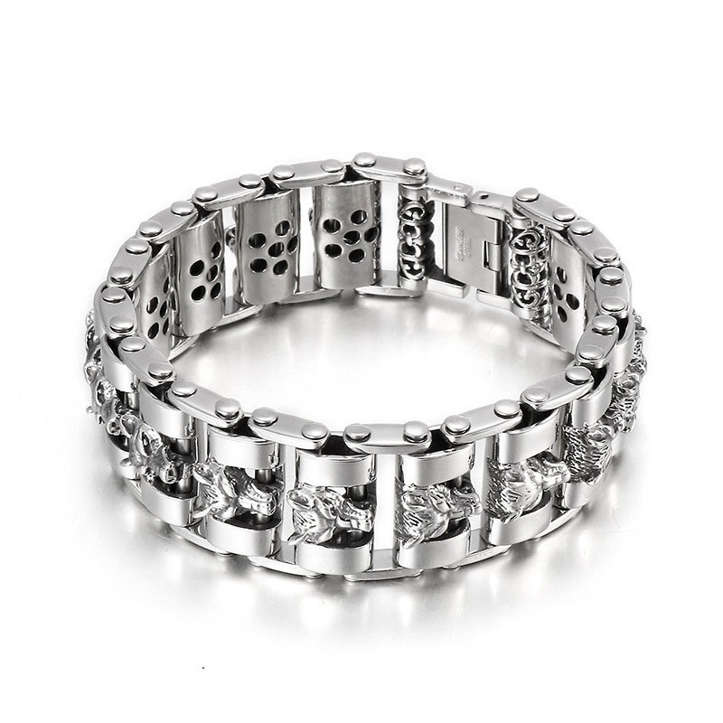 Pulsera De Titanio Con Cabeza De Lobo Para Hombre Pulsera De Titanio Con Cabeza De Lobo Para Hombre