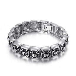 Pulsera De Titanio Con Calavera De Cruz Fantasma Para Hombre