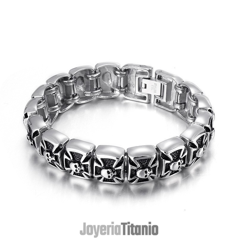 Pulsera De Titanio Con Calavera De Cruz Fantasma Para Hombre Pulsera De Titanio Con Calavera De Cruz Fantasma Para Hombre