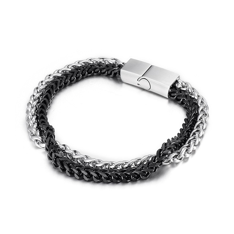 Pulsera De Titanio De Doble Capa Para Hombre, Moderna Y Elegante. Pulsera De Titanio De Doble Capa Para Hombre, Moderna Y Elegante.