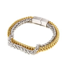 Pulsera De Titanio De Doble Capa Para Hombre, Moderna Y Elegante.