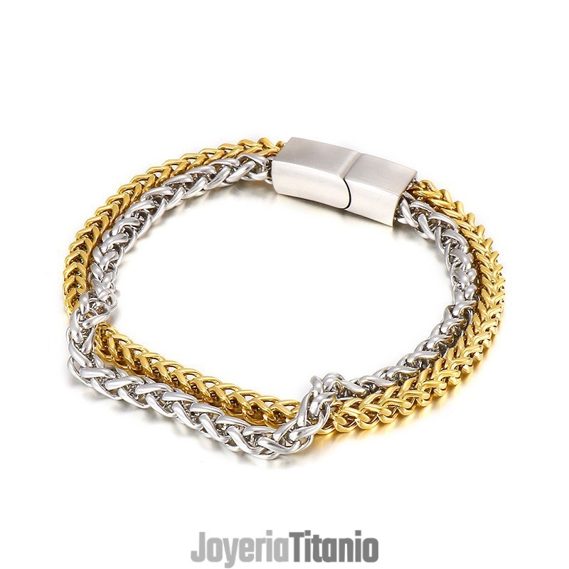 Pulsera De Titanio De Doble Capa Para Hombre, Moderna Y Elegante.