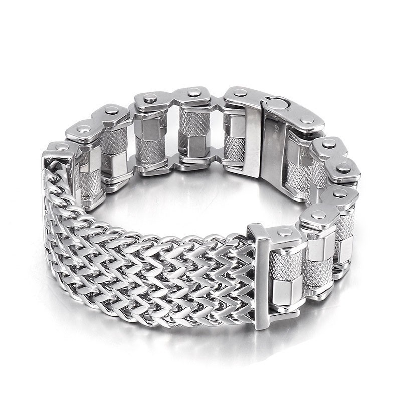Pulsera De Titanio Con Correa De Motociclista De Acero Popular Para Hombre Pulsera De Titanio Con Correa De Motociclista De Acero Popular Para Hombre