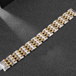 Pulsera De Titanio De Moda Para Hombre Con Entrelazado De Oro