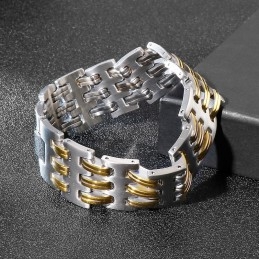 Pulsera De Titanio De Moda Para Hombre Con Entrelazado De Oro