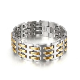 Pulsera De Titanio De Moda Para Hombre Con Entrelazado De Oro