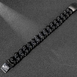Pulsera De Titanio Con Calavera Doble Para Hombre