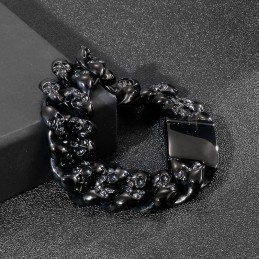 Pulsera De Titanio Con Calavera Doble Para Hombre