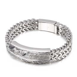 Pulsera De Titanio Con Plumas De Hip Hop Para Hombre
