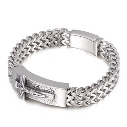 Pulsera De Titanio Con Cruz De Hip Hop Para Hombre