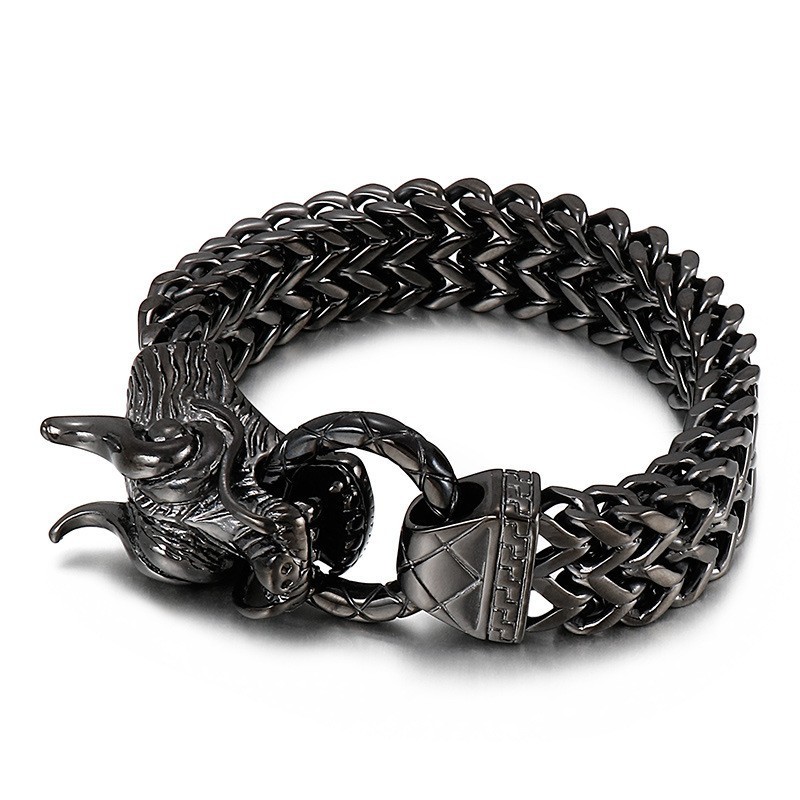 Nueva Y Genial Pulsera De Titanio Para Hombre Con Cabeza De Dragón Nueva Y Genial Pulsera De Titanio Para Hombre Con Cabeza De Dragón
