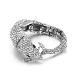 Pulsera De Titanio Con Diamantes Para Hombre Con Diseño De Delfín