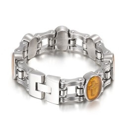 Pulsera De Titanio Para Hombre Con Diseño De Bicicleta De Cross De Moda Urbana