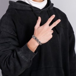 Pulsera De Titanio Con Hueso De Dragón Para Hombre, Estilo Chic Y Moderno