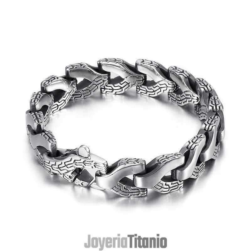 Pulsera De Titanio Con Hueso De Dragón Para Hombre, Estilo Chic Y Moderno