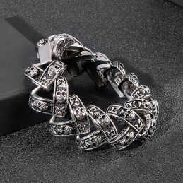 Pulsera De Titanio Estereoscópica Con Calavera Pesada Y Genial Para Hombre