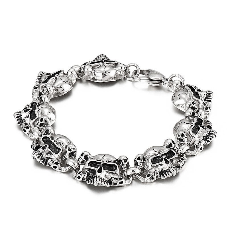 Pulsera De Titanio Para Hombre Con Diseño De Calavera Y Fantasma