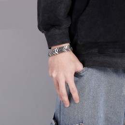 Pulsera De Titanio Con Hueso De Serpiente Para Hombre, Estilo Chic Y Genial, Ideal Como Regalo.