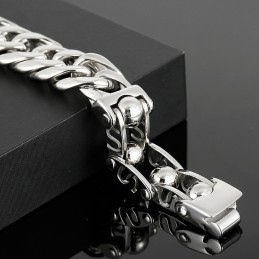 Pulsera De Titanio Para Hombre Con Cuentas Redondas De Estilo Chic