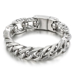 Pulsera De Titanio Para Hombre Con Cuentas Redondas De Estilo Chic