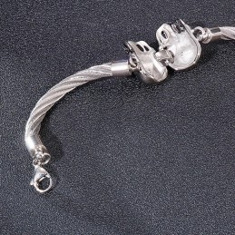 Pulsera De Titanio Con Doble Calavera De Acero Para Hombre