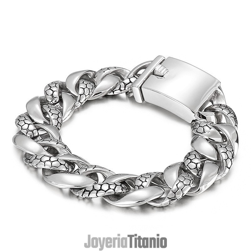 Pulsera De Titanio Con Diseño De Serpiente Para Hombre