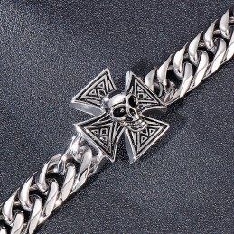 Pulsera Genial Con Calavera Cruzada Para Hombre